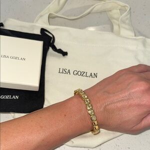 Lisa Gozlan gold pink happy bracelet